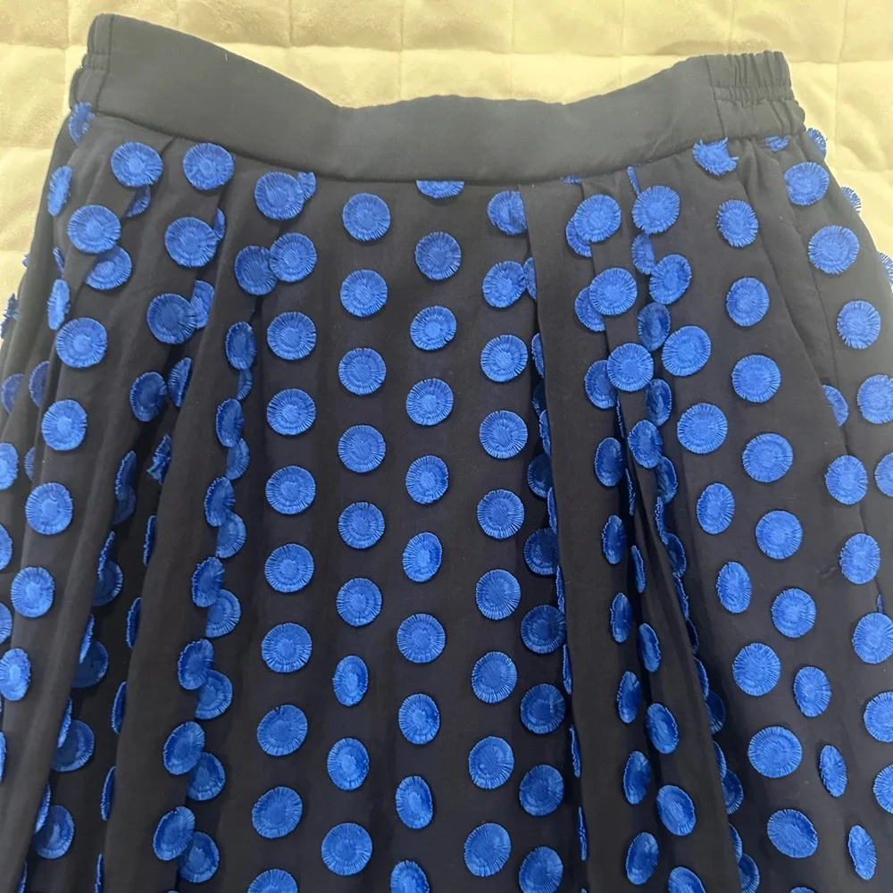 J. Crew Navy and Blue Polka Dot A-Line Midi Skirt - Size 00 - Picture 3 of 10
